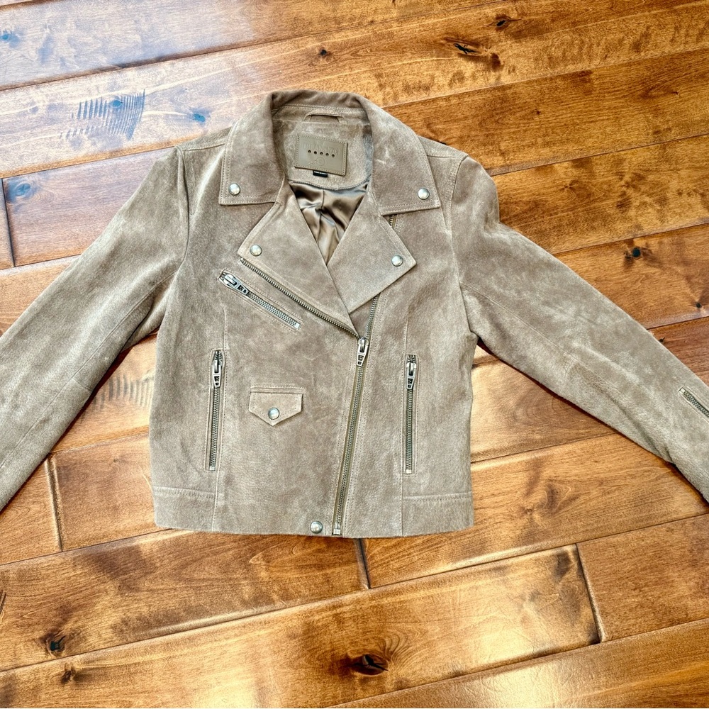 Blank NYC Taupe Leather Biker Jacket